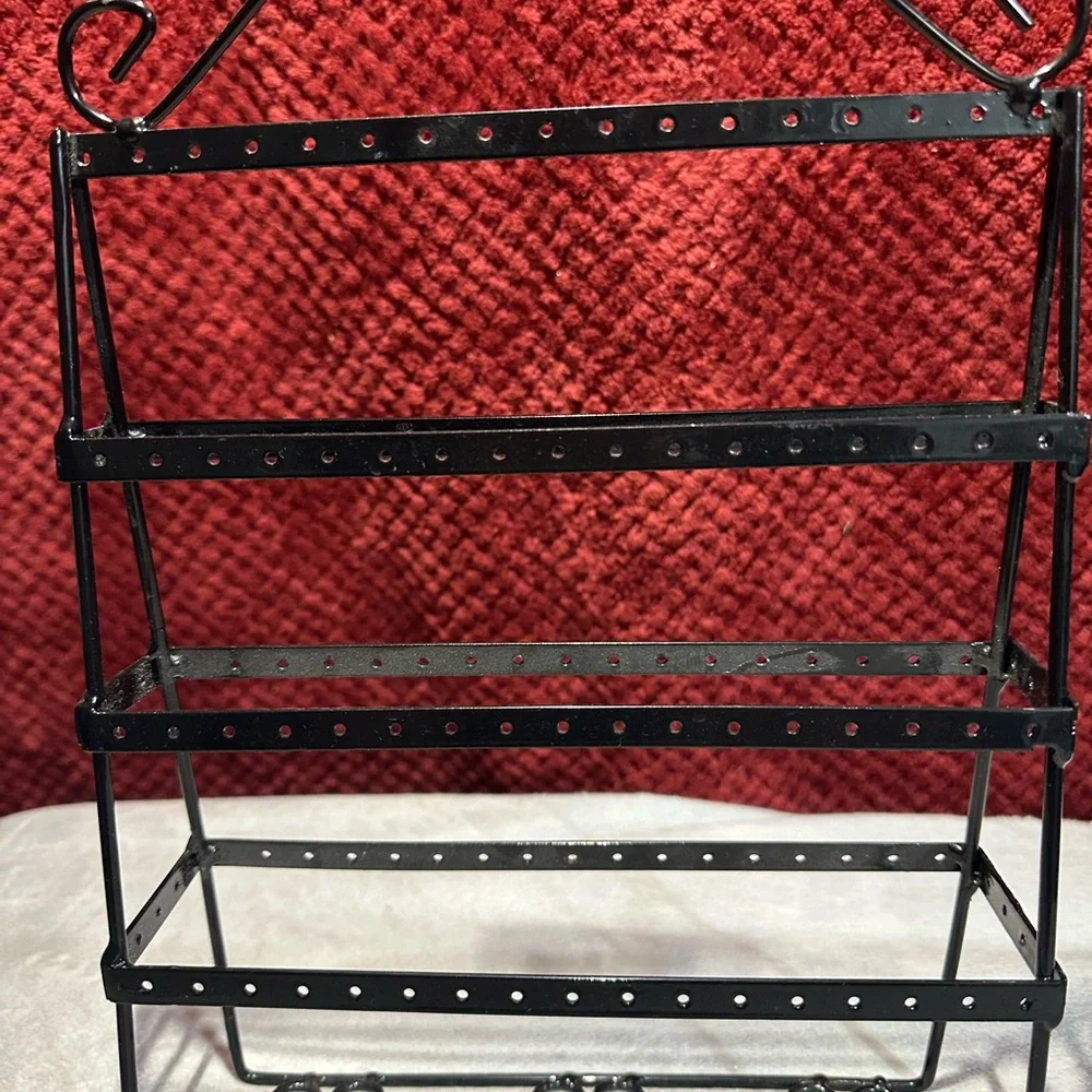 4 Layer, Double-side Earring Holder Stand. Holds Necklaces&56 Pairs Of Earrings